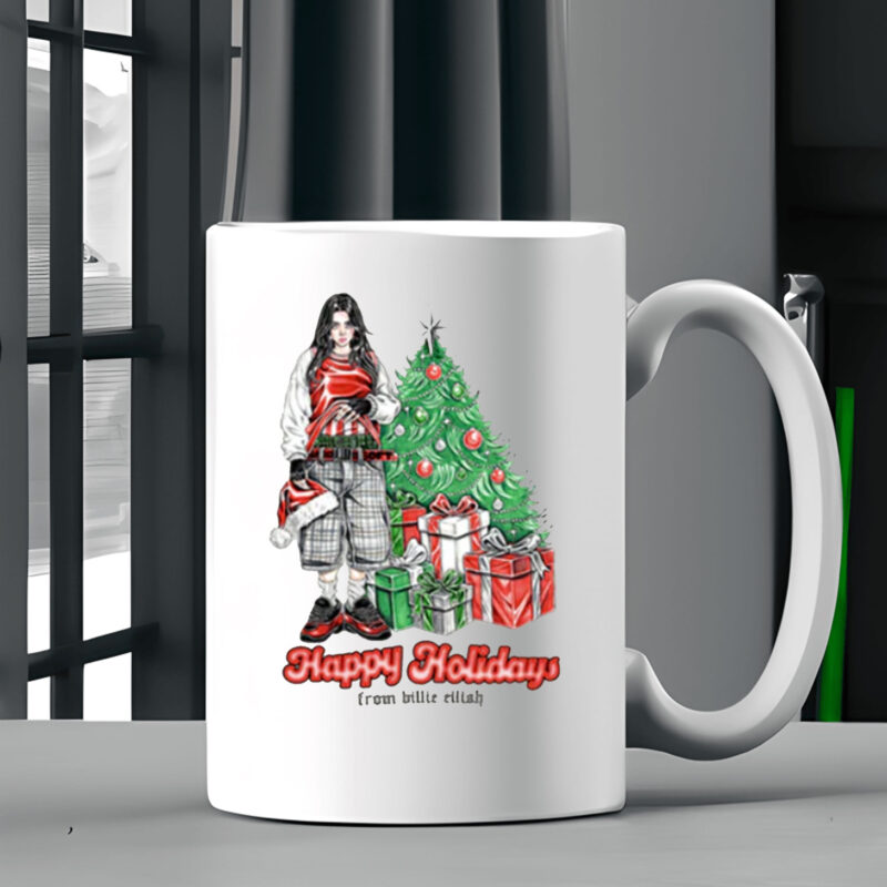 BILLIE EILISH HAPPY HOLIDAYS MUG COFFEE