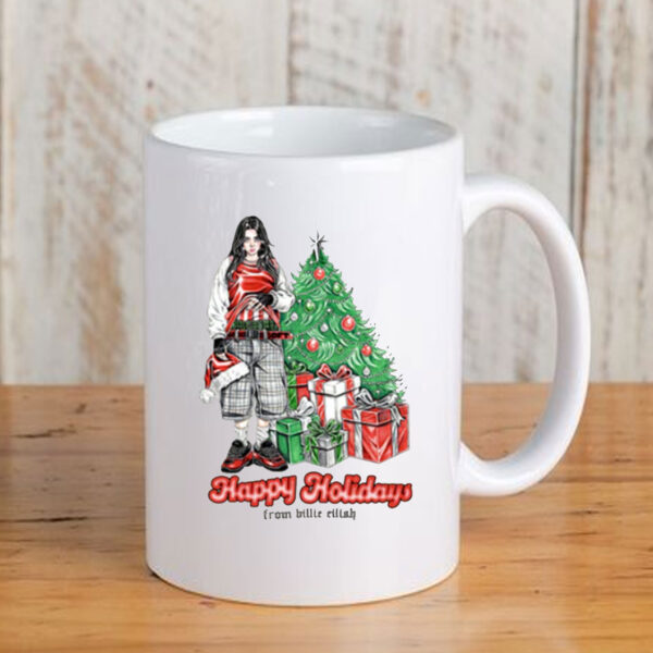 BILLIE EILISH HAPPY HOLIDAYS MUG COFFEE