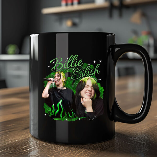 Billie Eilish Mug Coffee Green and Black