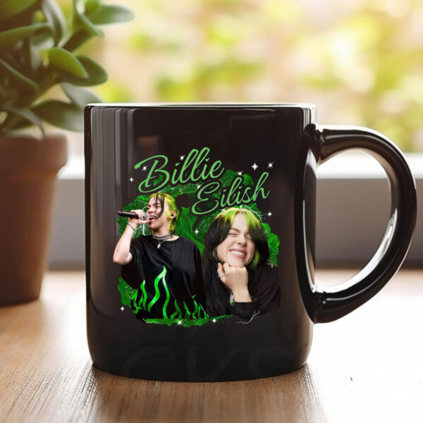 Billie Eilish Mug Coffee Green and Black