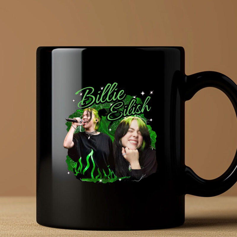 Billie Eilish Mug Coffee Green and Black