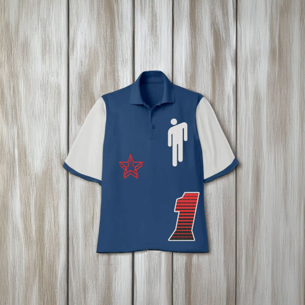 Billie Eilish Blohsh Racer 1 Blue Polo Shirt