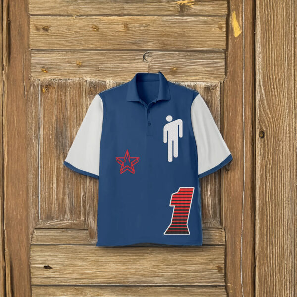 Billie Eilish Blohsh Racer 1 Blue Polo Shirt